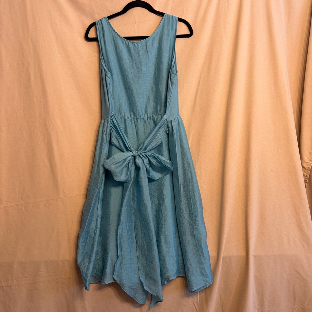 Coldwater Creek Women’s 14 Elegant Light Blue Midi Dress with Bow - Picture 8 of 10